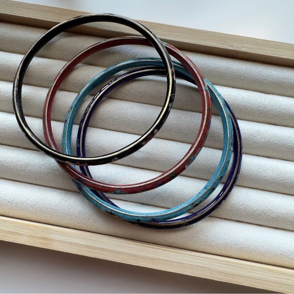 4 VINTAGE Cloisonne bangle bracelet - Picture 3 of 7